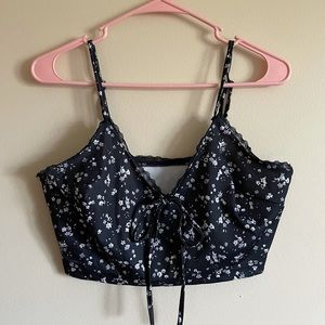 Wildflower Cropped Tank Top with Lace